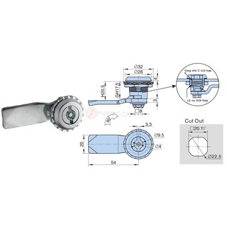 Khóa tủ điện / Khóa chìa dẹt ( chẽ ) /Ms 705 - 1 - 2