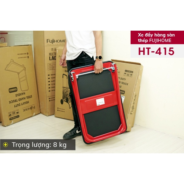 Xe đẩy hàng 4 bánh gấp gọn 150kg nhập khẩu FUJIHOME xe kéo hàng xếp gọn đa năng,bánh xe cao su không ồn chốt hãm bánh xe