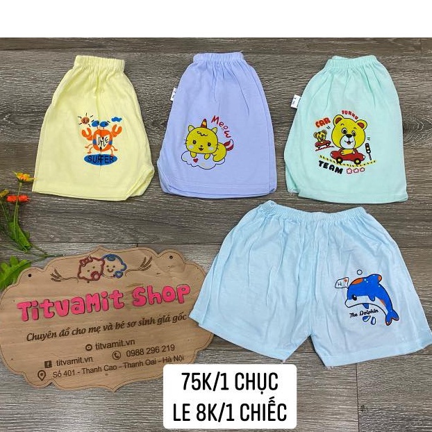 Quần đùi cotton in gấu, quần đùi cotton cho bé trai, bé gái