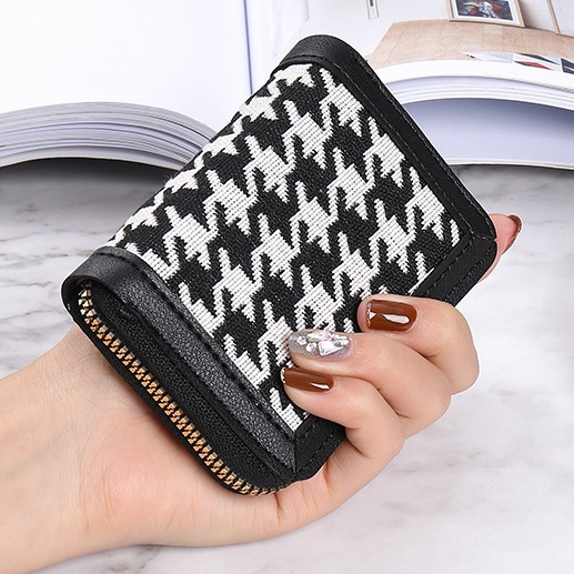 KAITIFEI Ví cầm tay mini nhiều ngăn đựng thẻ thời trang cho nữ