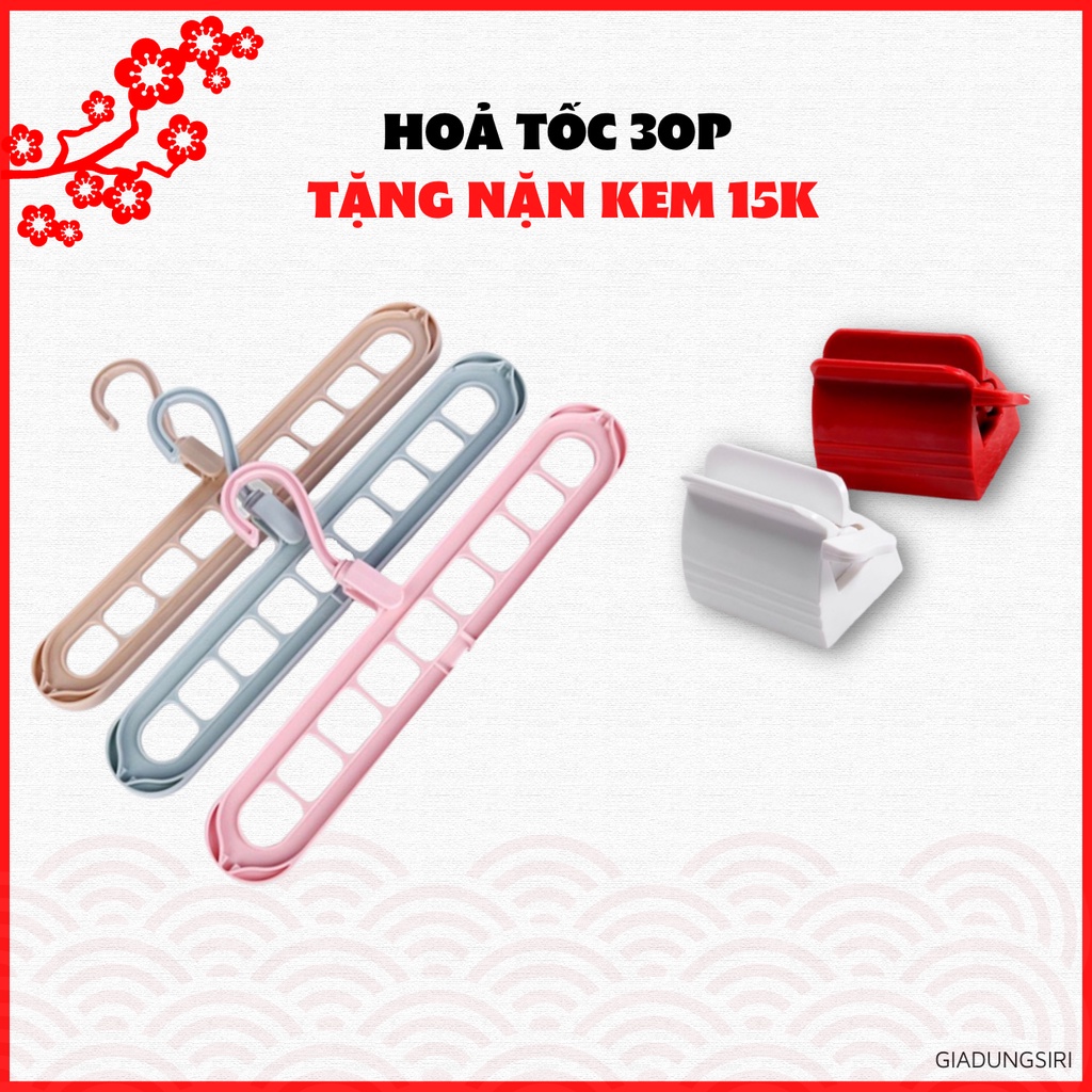 DEAL SỐC Móc Treo Phơi Quần Áo 9 Lỗ Thông Minh Nhựa Cứng ABS Siêu Chắc Chắn Tiết Kiệm Không Gian Diện Tích