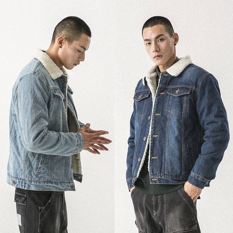 Áo Khoác denim phối lông cừu dày dặn phong cách thời trang cho nam