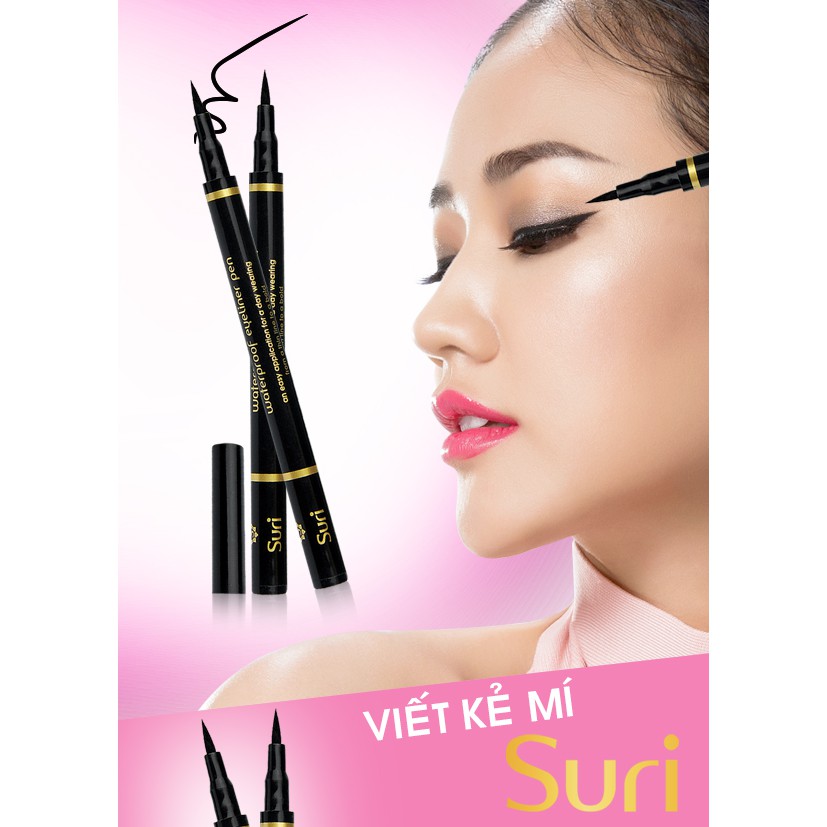 Bút kẻ mắt nét siêu mảnh không trôi Suri Waterproof Eyeliner Pen Hàn Quốc - Hàng chính hãng