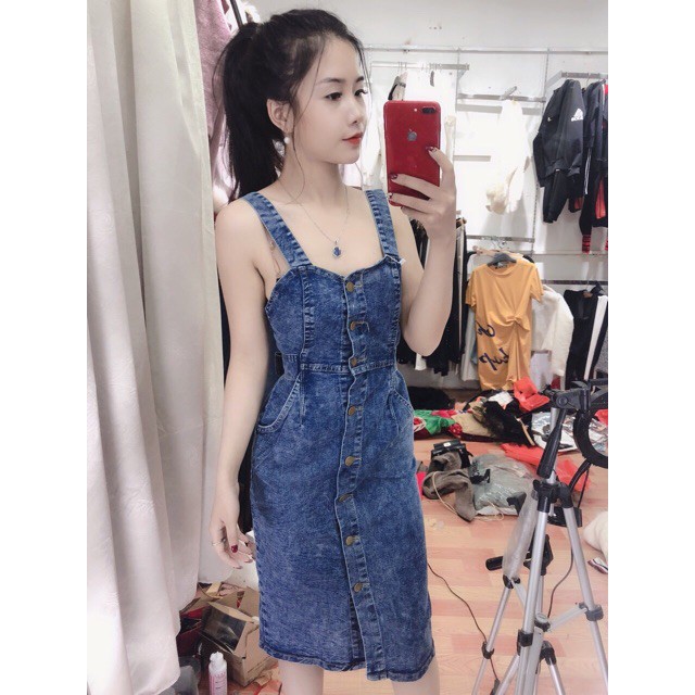 Váy Jean 2 Dây Buộc Dây Eo siu hot Mã SL#V 12 HOT HOT HOT 2019