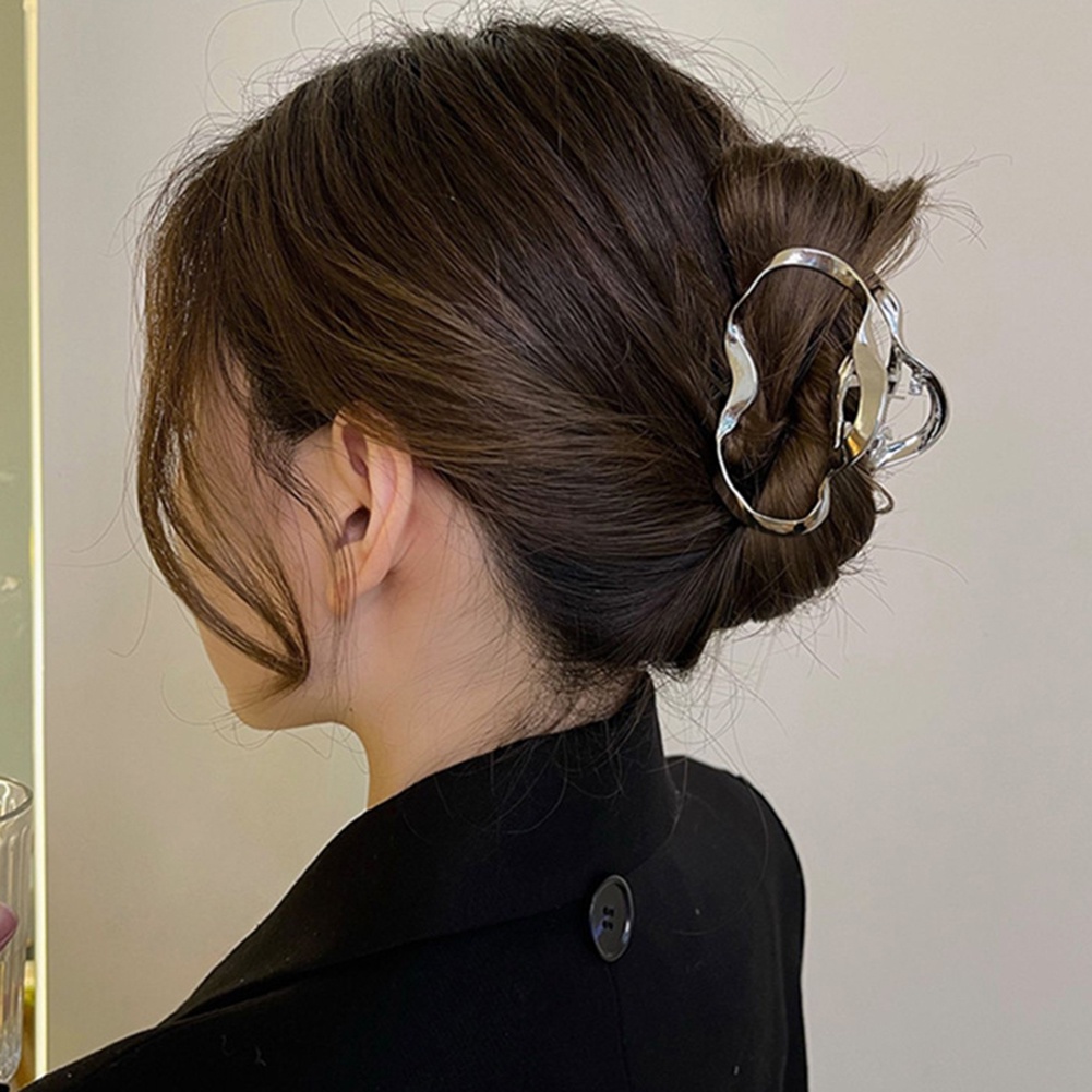 Kẹp Tóc Hình Học Rỗng Màu Vàng Bạc Thiết Kế Thời Trang Ngọt Ngào Cho Nữ