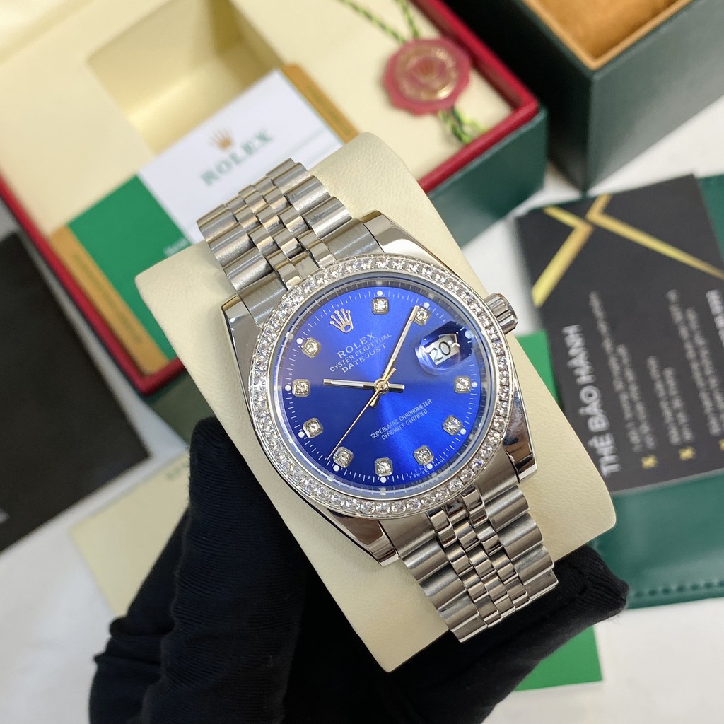 [Máy cơ] Đồng hồ cơ nam Rolex automatic mặt đính viền đá chống nước DH560 - shop131