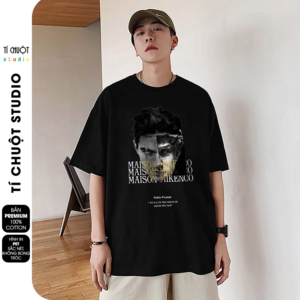Áo thun Mikenco Pablo nam nữ in hình 5D, áo phông unisex mikenco mặt tượng tay lỡ - Tí Chuột Studio