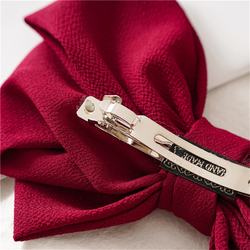 Kẹp Tóc Hình Nơ Bằng Vải Ba Lớp Màu Trơn Phong Cách Hàn Quốc Mới Dành Cho Nữ