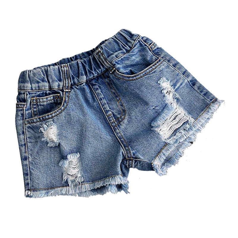 Quần Short Denim Cotton Rách Thời Trang Mùa Hè Phong Cách Hàn Quốc Mới Cho Bé Gái