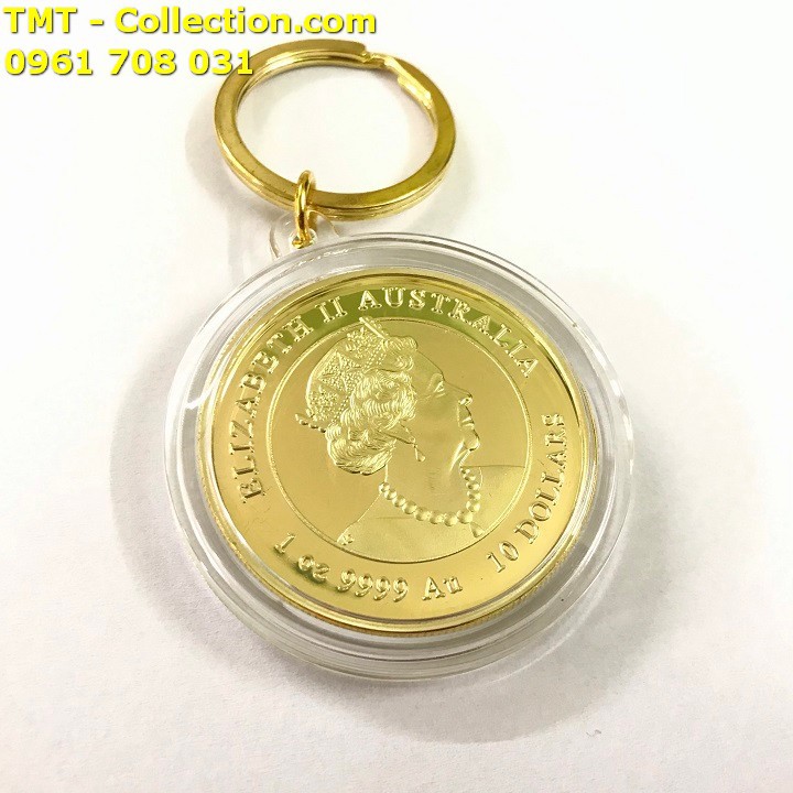 Móc Khóa Xu Úc Hình Con Trâu Vàng, treo chìa khóa, giúp làm tăng thẩm mỹ-TMT Collection - SP005031