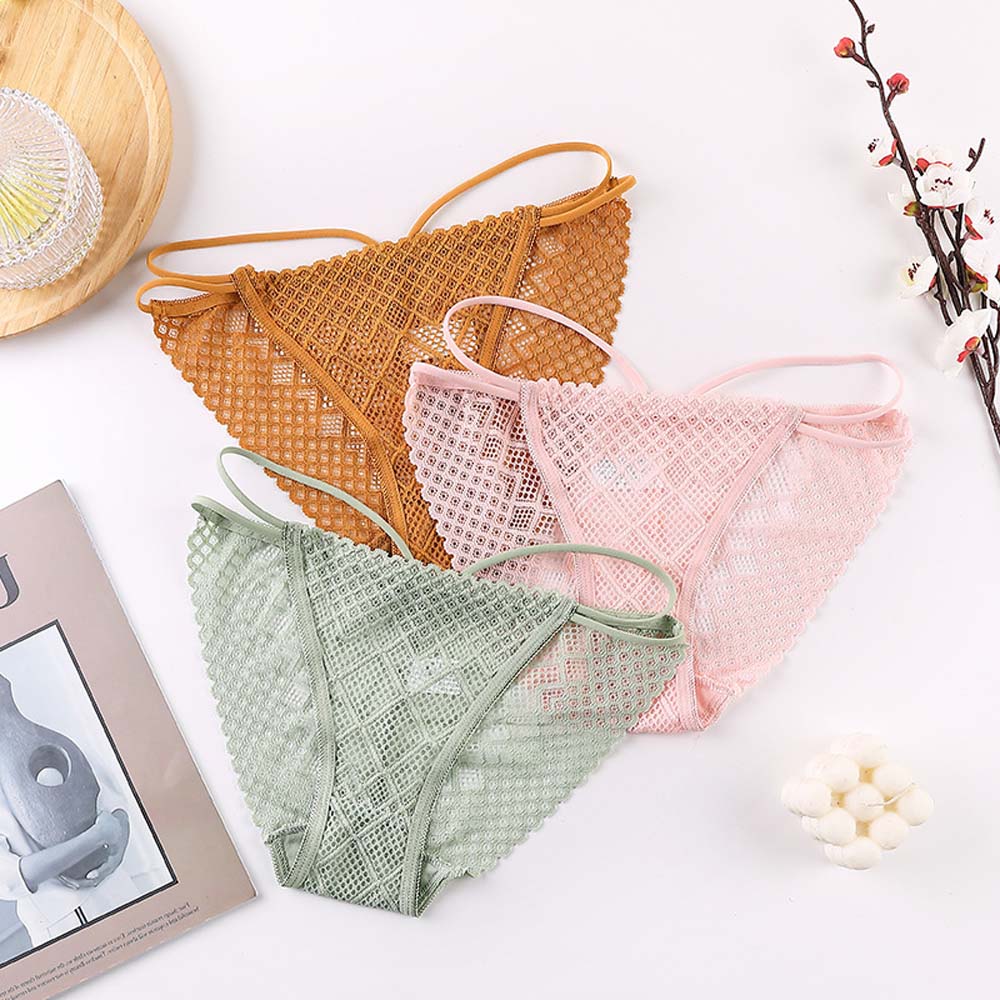 Quần lót vải ren thoáng khí lưng cao thời trang dành cho nữ