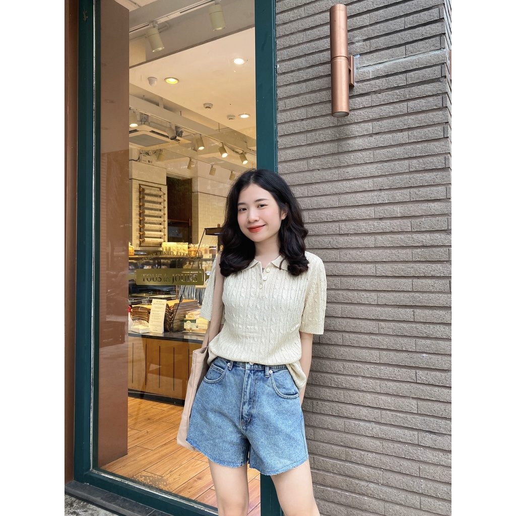 Áo thun len cổ gập JENA TOP