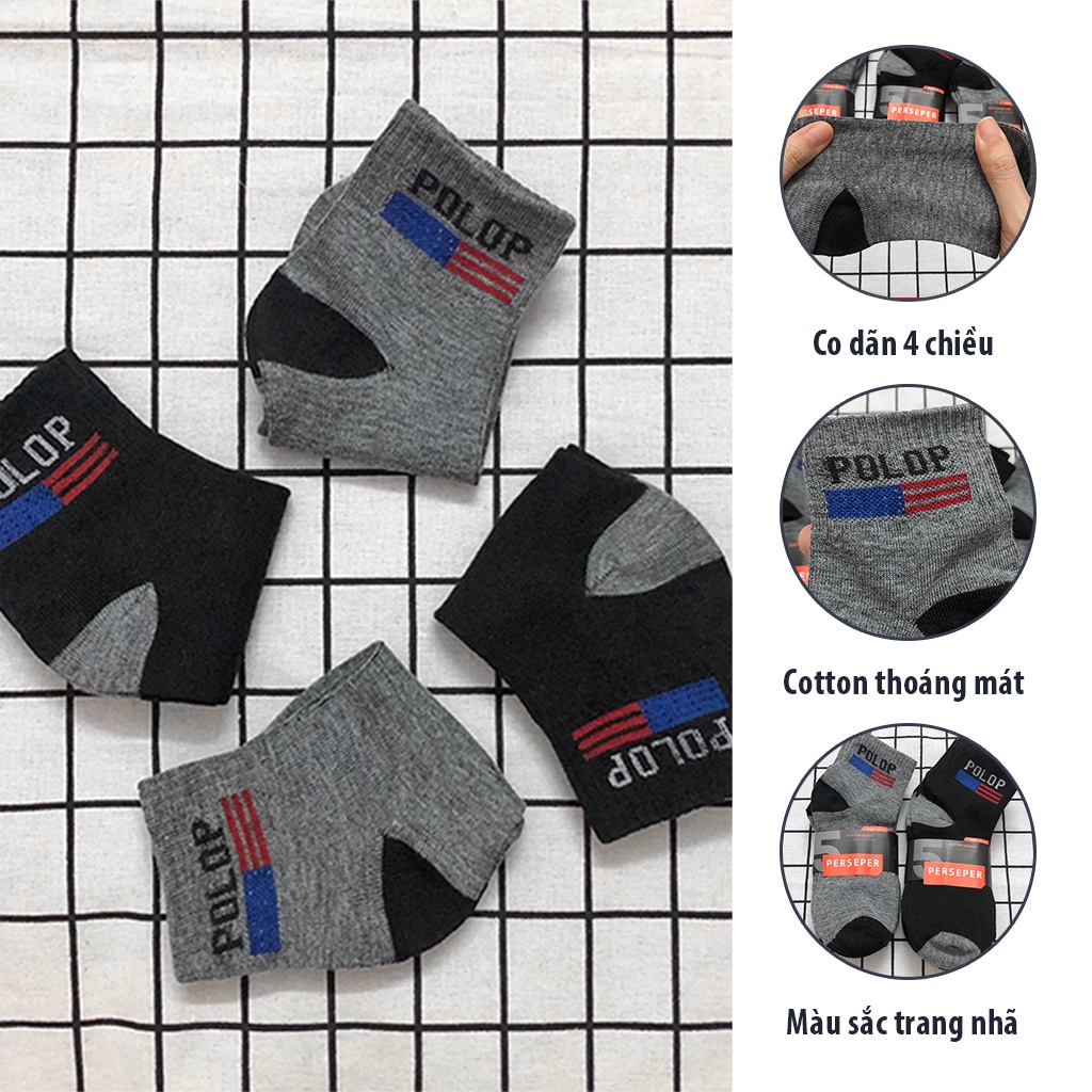 Combo 10 đôi tất, vớ nam cổ cao cotton co dãn chống hôi chân thấm mồ hôi thoáng mát