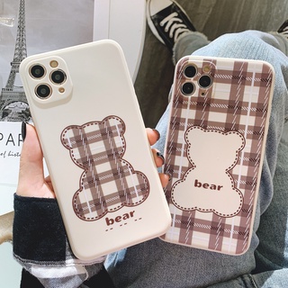 ỐP LƯNG SILICON MÀU BẢO VỆ CAMERA CUTE BEAR CARO DÀNH CHO NHIỀU DÒNG MÁY CỦA IPHONE, XIAOMI, VIVO, SAMSUNG, OPPO