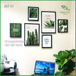 Khung ảnh treo tường kèm hình hoa lá vintage y hình MS-095-096
