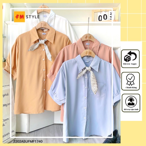 Áo Sơ Mi Nữ Kiểu Tay Ngắn Thắt Nơ Công Sở | Áo Sơ Mi Kiểu Nữ Ngắn Tay Phong Cách Hàn Quốc | Fmstyle Saigon 220217404