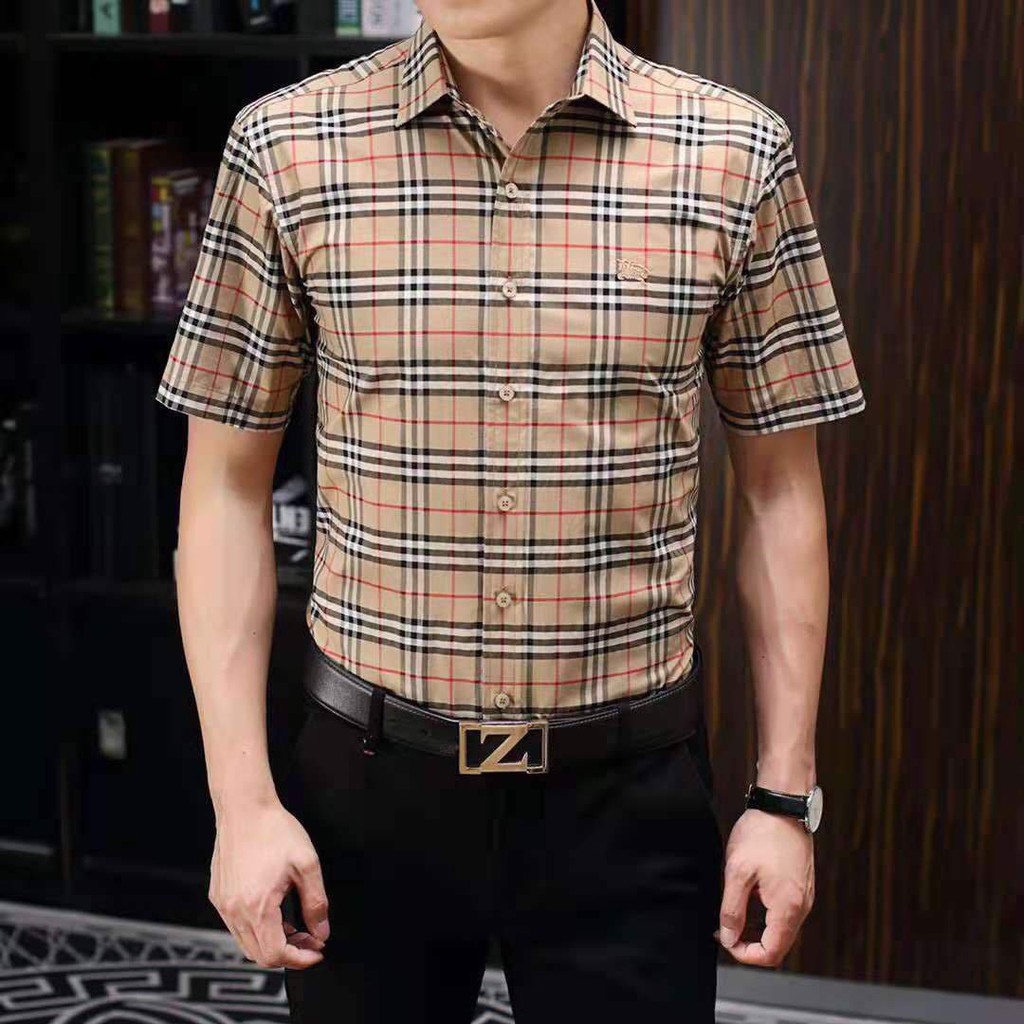 Áo sơ mi nam cộc tay BBR kẻ caro0