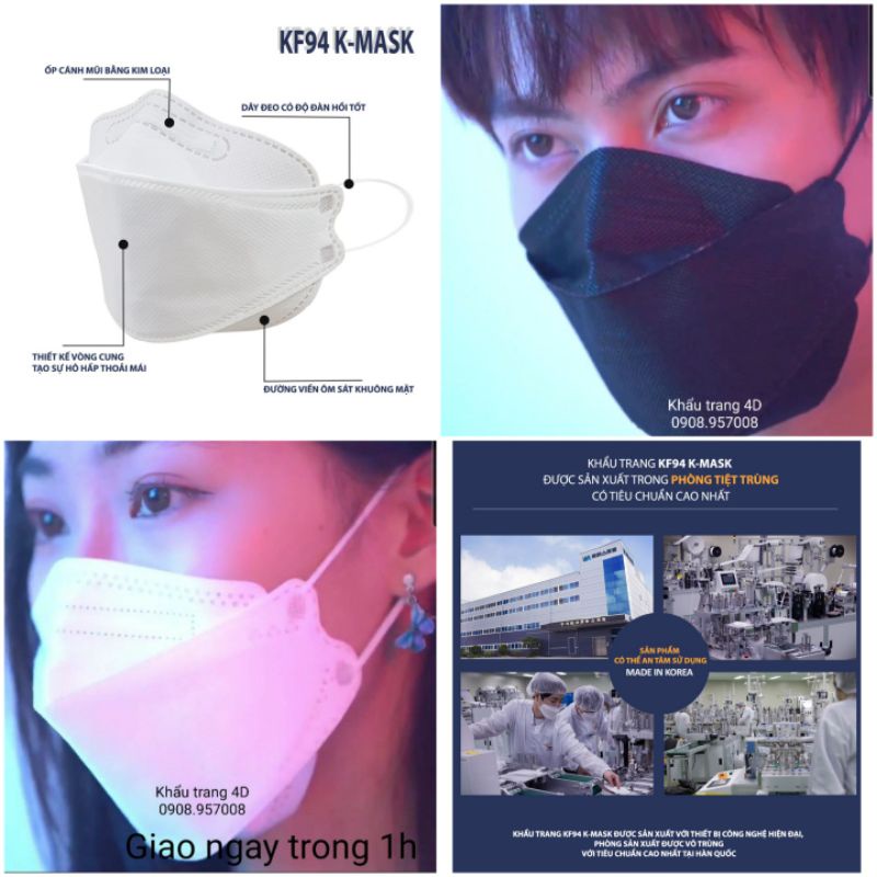 Khẩu trang 4D KF94.Khẩu trang được các tiếp viên hàng không tin dùng.