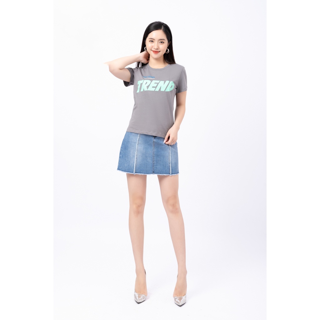 Áo thun nữ, cổ tròn dáng suông in chữ TREND - F521215 [FIONA]
