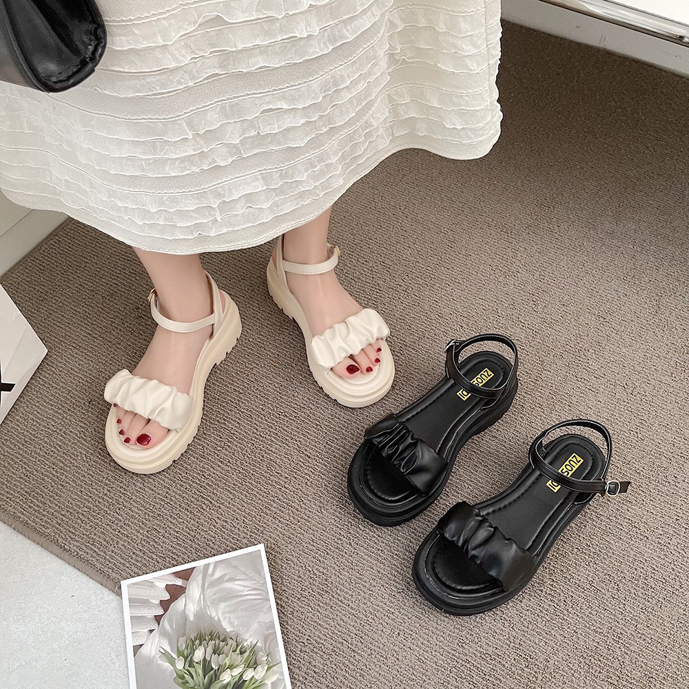 Sandal nữ quai nhún đế cao 3cm cực đẹp