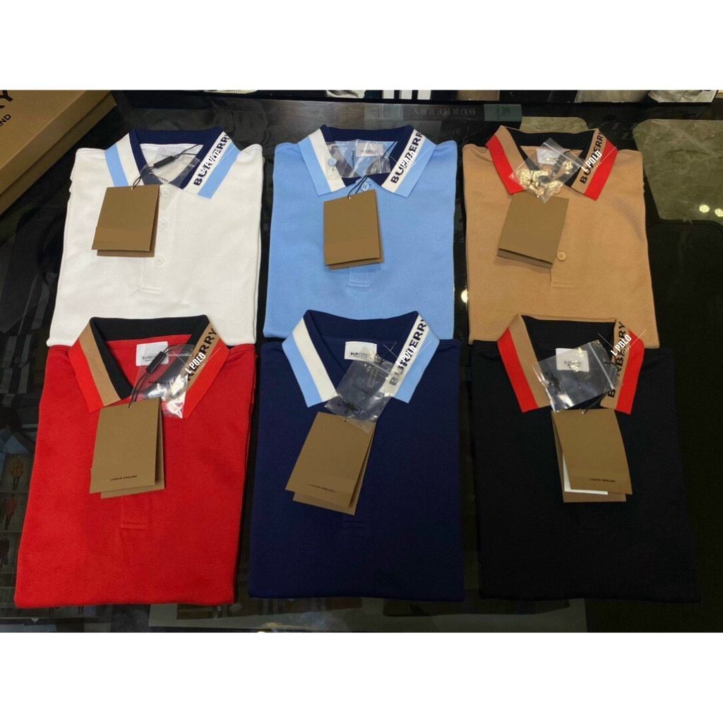 Áo thun Polo BUR nam hàng hiệu, có chữ viền cổ