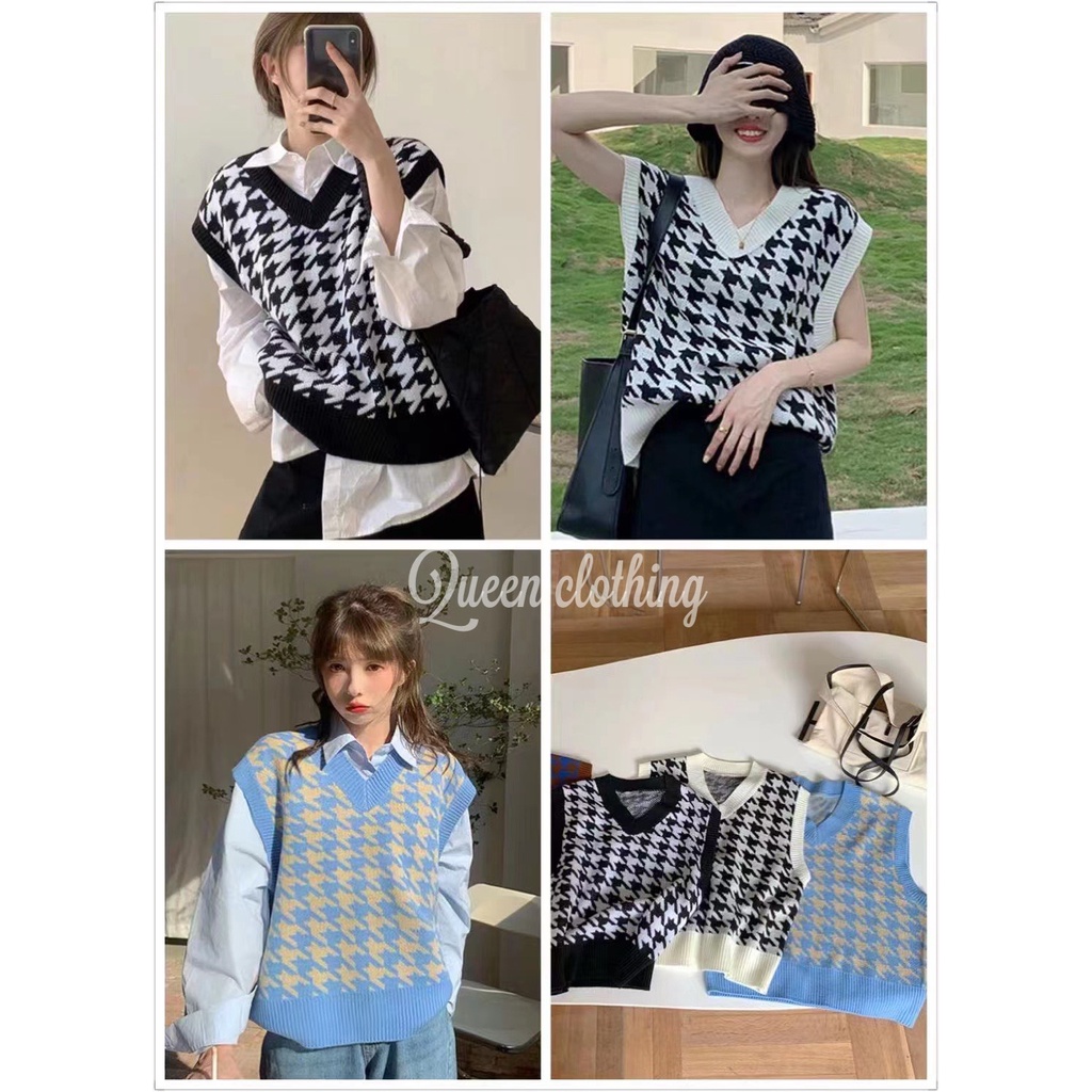 Áo gile nữ sọc caro 3 màu ( kèm ảnh thật) | BigBuy360 - bigbuy360.vn