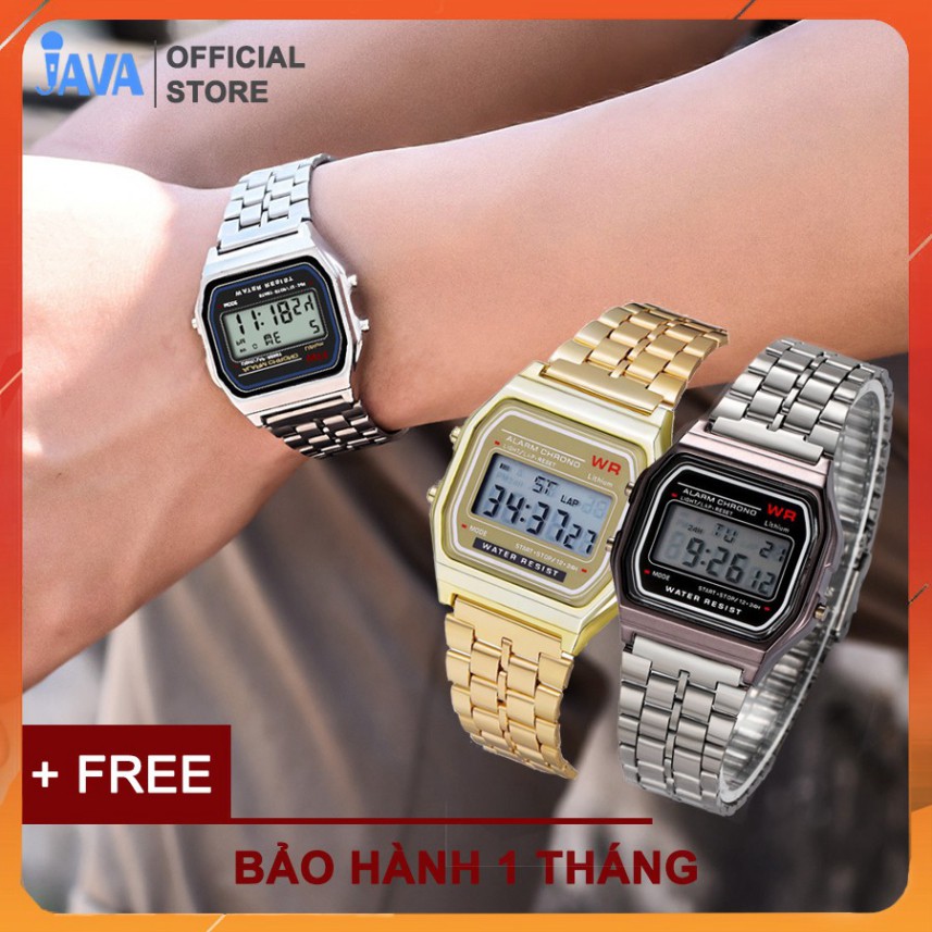 Đồng hồ điện tử dây kim loại nam nữ mặt vuông - Chống xước - Chống nước - Sang trọng