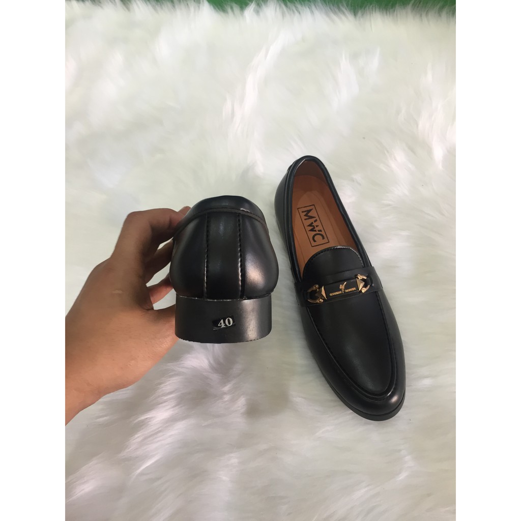 Giầy  tây giày lười nam hàn quốc đen mềm đai kim loại | BigBuy360 - bigbuy360.vn