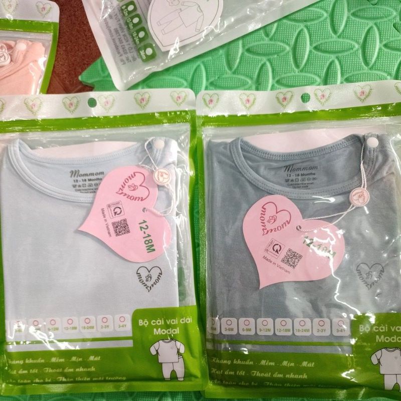 Bộ dài tay cài vai chất sợi tre cao cấp hãng MomMom