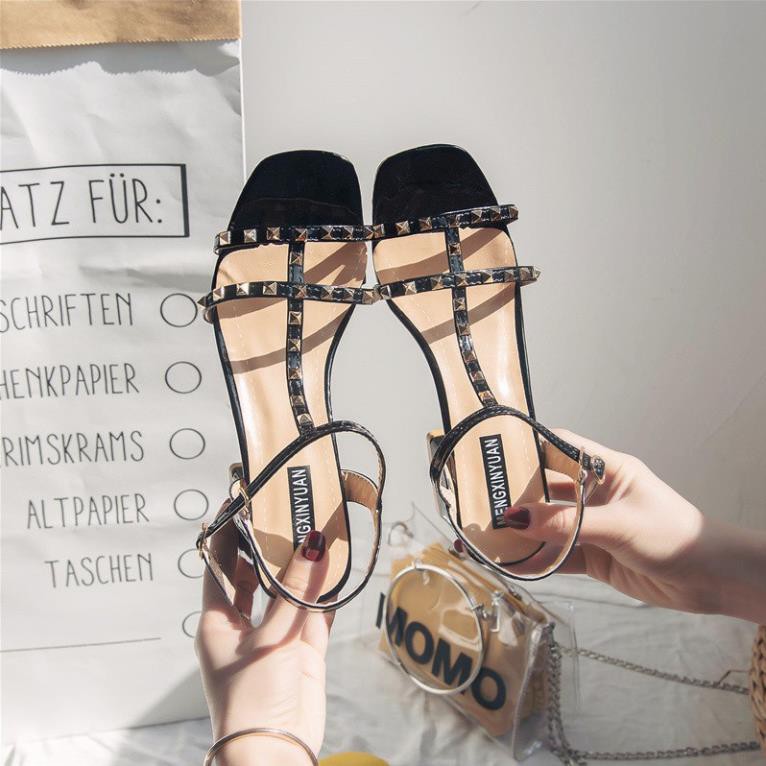 (908) Giày sandal phối đính đá 5 phân êm chân, nhiều màu, mẫu mới hàng CAO CẤP QUẢNG CHÂU