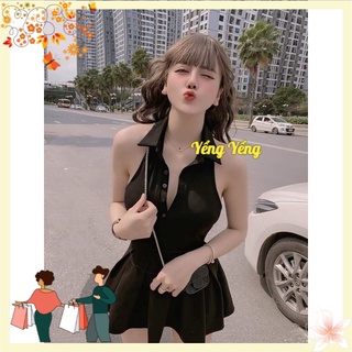 Anu388 - set 3 áo polo nữ sát nách đen ghi trắng