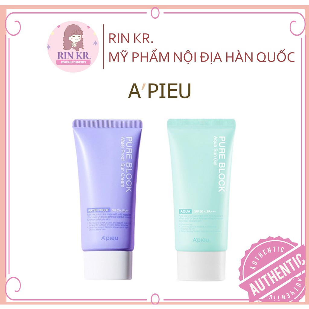 KEM CHỐNG NẮNG CẤP ẨM,KHÔNG BẾT DÍNH,CHỐNG LÃO HÓA APIEU PURE BLOCK NATURE PROOF SPF50+, PA+++ Hàn Nội Đia Hàn Quốc