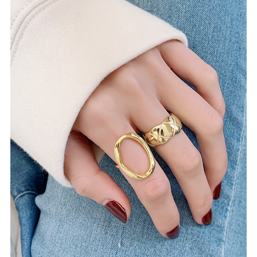 Nhẫn Đeo Tay Kim Loại Thiết Kế Đơn Giản Thời Trang Nữ
