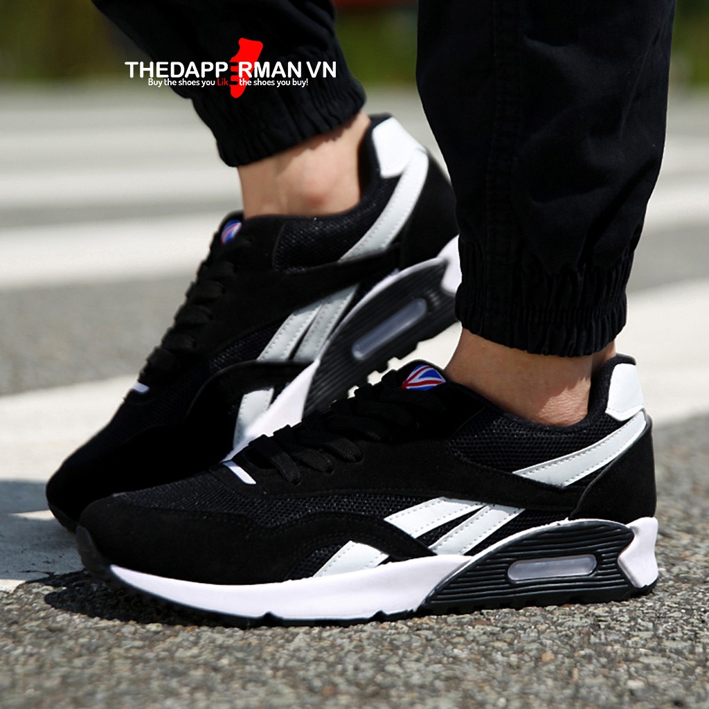 Giày sneaker thể thao nam THEDAPPERMAN TDM861 chất liệu vải kết hợp da lộn, đế cao su ma sát tốt,phù hợp chạy bộ,màu đen