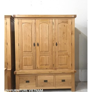 Tủ áo gỗ sồi mỹ 3 buồng dài 1m6 1m8 x 2m