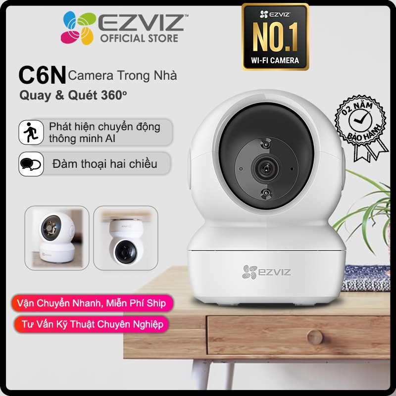 Camera WI-FI Trong nhà EZVIZ C6N-1080P, Smart IR Quan Sát Ban Đêm 10m, Đàm Thoại 2 Chiều, Theo Chuyển Động Thông Minh