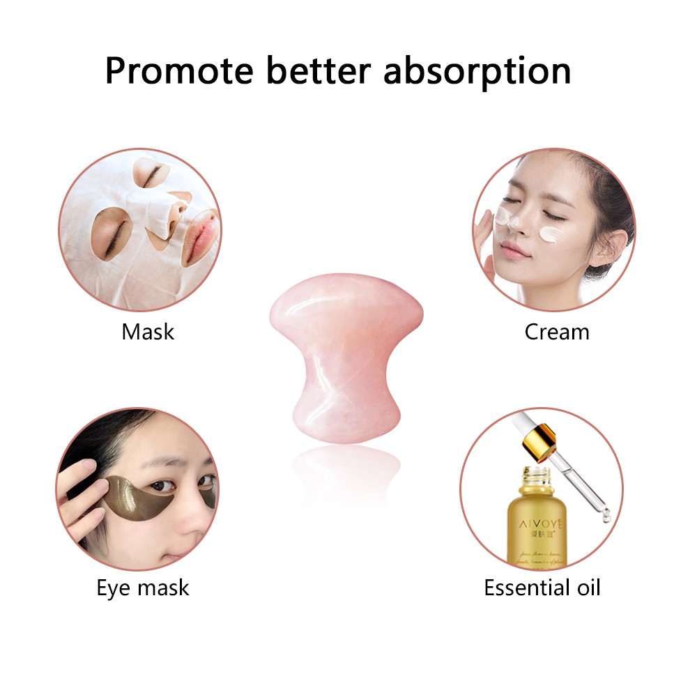 Dụng cụ lăn mát xa mặt bằng đá thạch anh hồng cho nữ