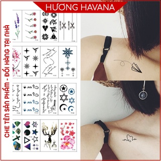 HÌnh xăm dán 3D cho 15 ngày - miếng hình săm dán tạm thời cho nam nữ nhiều hình từ hoa cô gái tattoo HX01