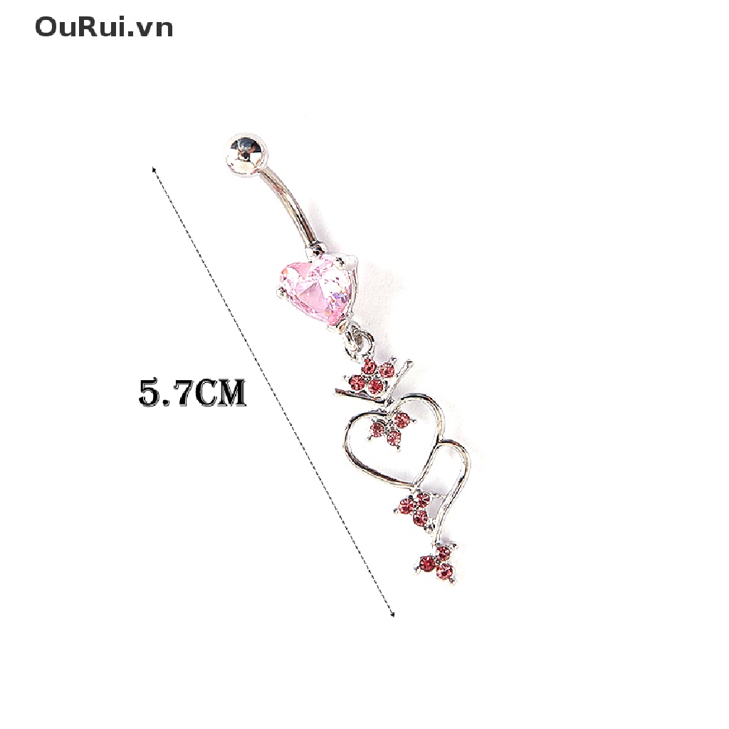 Khuyên Rốn Hình Trái Tim Đính Đá Lấp Lánh