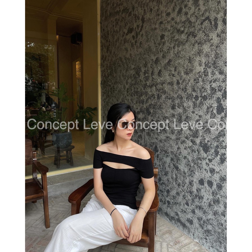Leve Concept - Áo khoét ngực trơn cộc tay Valerie Top | BigBuy360 - bigbuy360.vn