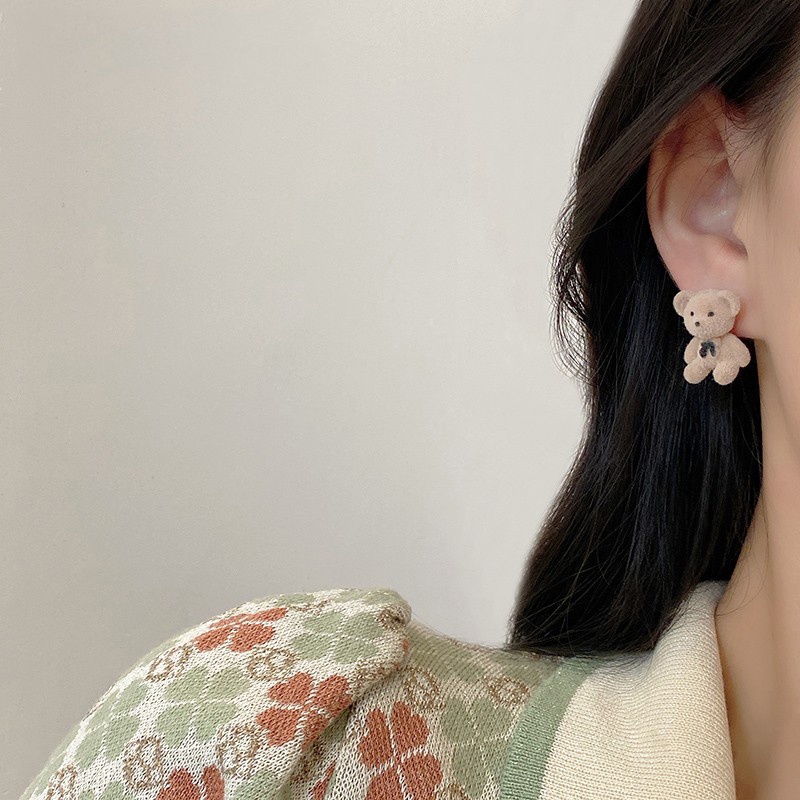 IF ME Đôi khuyên tai hình gấu/thỏ thời trang Hàn Quốc cho nữ