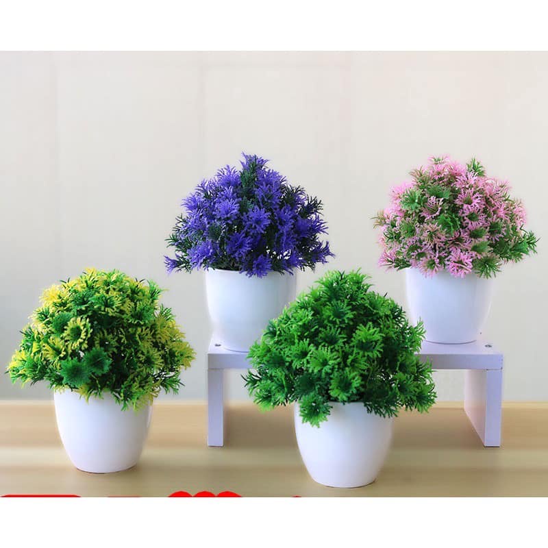 Cây hoa giả, chậu hoa để bàn, kệ tủ trang trí nội thất Milkdecor-03