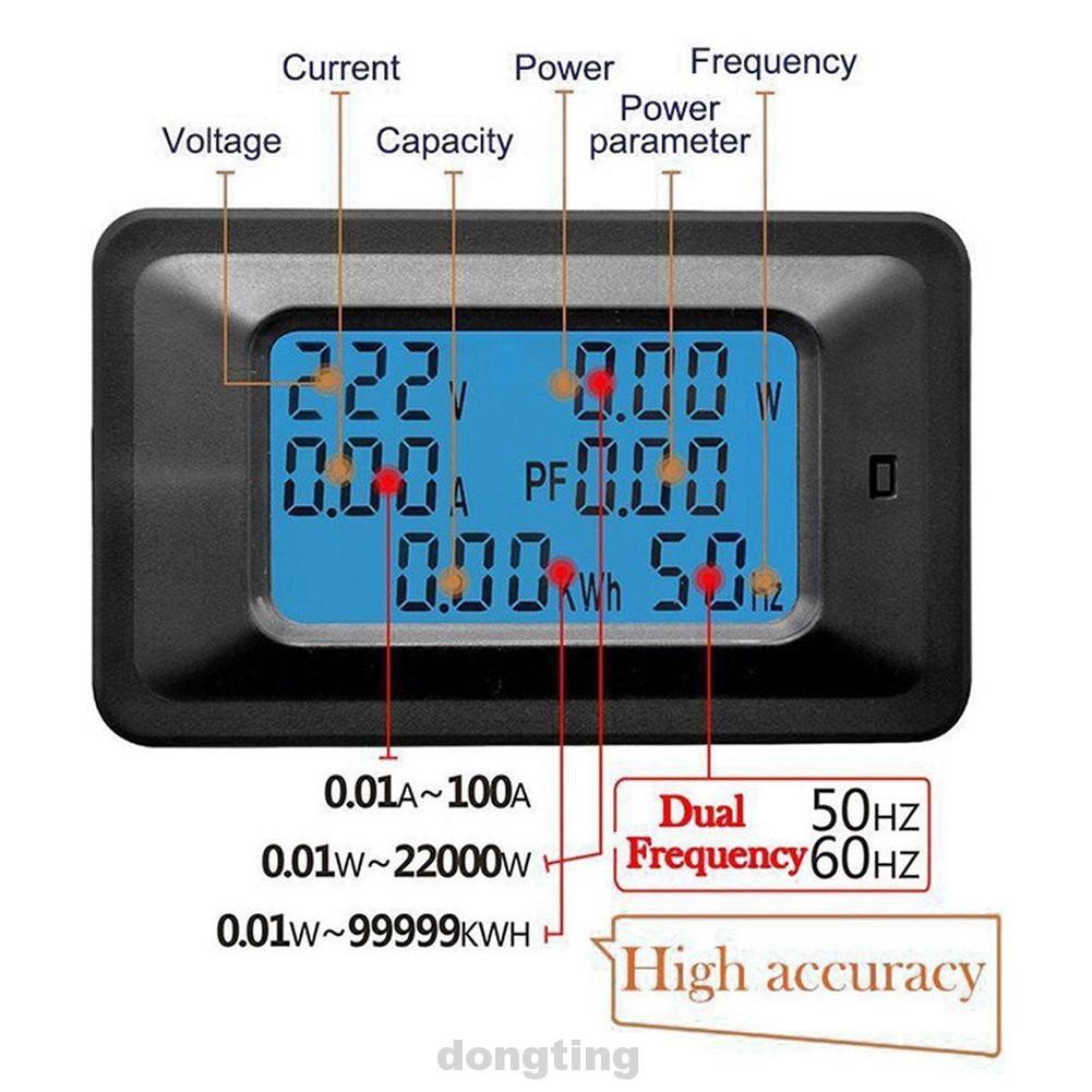 Ammeter Backlight Current Digital Panel Large-screen Multifunction Tester Tools Voltmeter Watt Meter Power Monitor