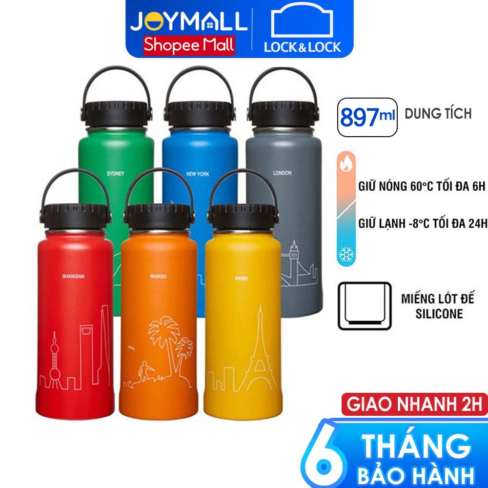 Bình giữ nhiệt Lock&amp;Lock 897ml Riga Tumbler LHC4160 - Hàng chính hãng có khay lưới lọc trà inox và quai xách - JoyMall