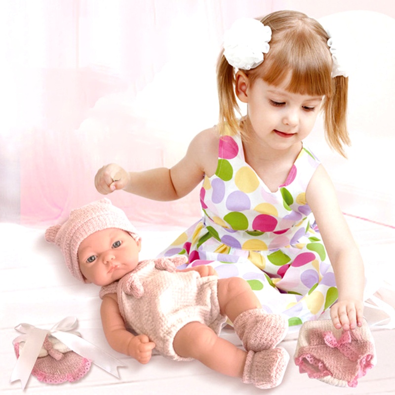 Búp Bê Bé Gái Sơ Sinh 10 Inch Mềm Mại Tương Tác Với Mắt Thật Trang Trí
