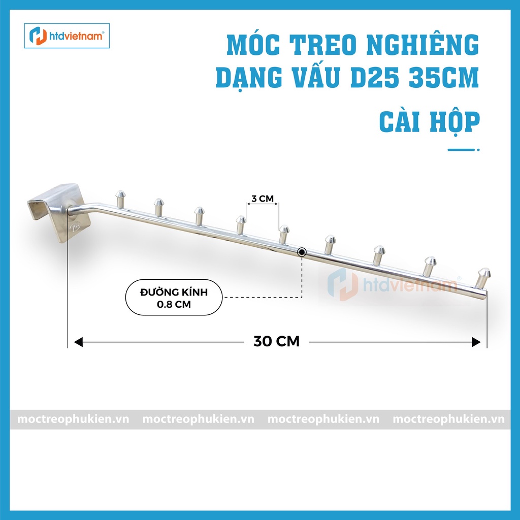 ( Hàng YON chất lượng cao ) Móc bi cài hộp inox 15*30mm treo quần áo shop thời trang