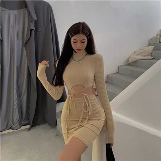 [Sẵn đen] Set len cá tính - Set len cột dây