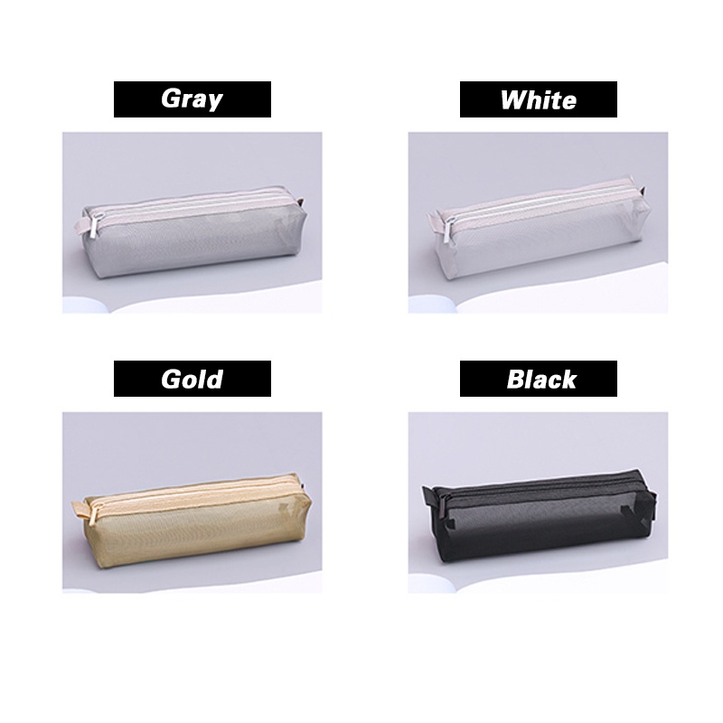 Túi Đựng Bút Bằng Nylon Trong Suốt Dạng Lưới Phong Cách Hàn Quốc Ốp