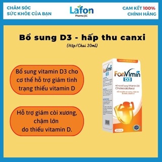 BỔ SUNG VITAMIN D3 CHO BÉ, DỄ HẤP THỤ GIẢM CÒI XƯƠNG - Fonvimin D3 - 20ml