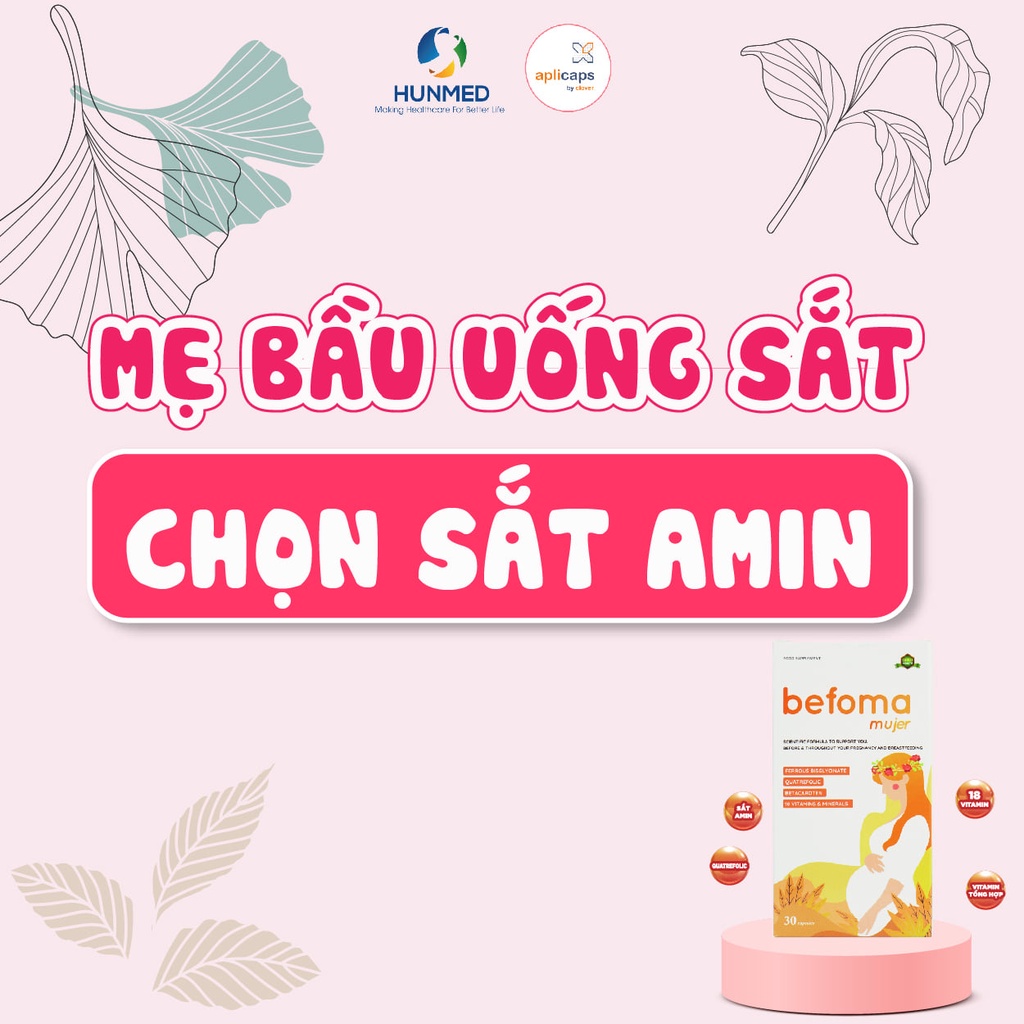 Aplicaps befoma mujer Sắt bầu Viên sắt cho bà bầu Canxi cho bà bầu Vitamin sau sinh Canxi bầu Hộp 30 Viên